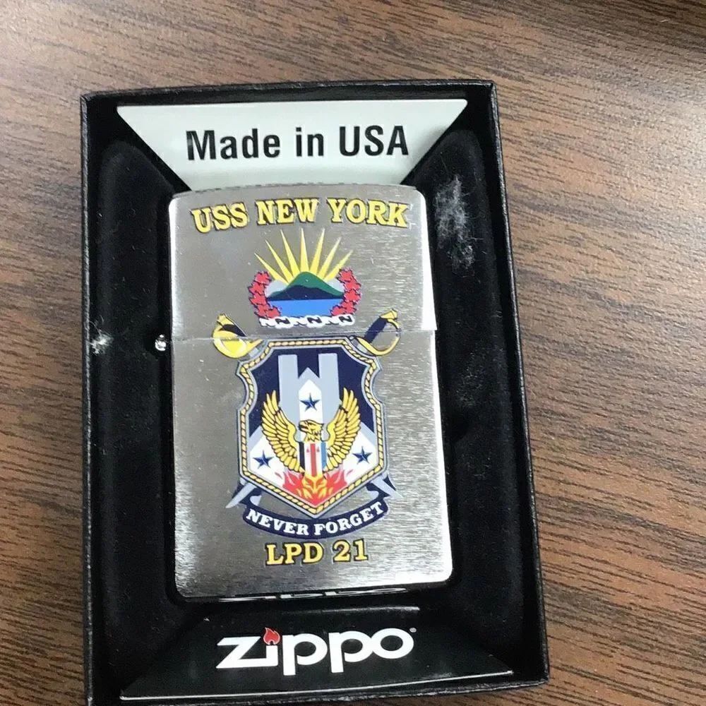 New old stock USS, New York, LPD 21. Never forget, zippo lighter veteran estate